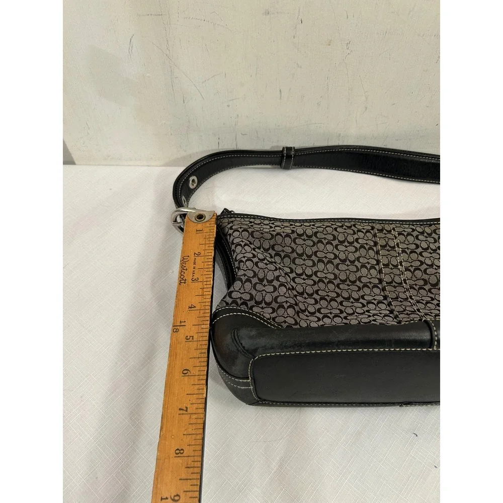 Coach Shoulder Bag Small Y2K Black Signature Jacquard Leather F10945 Women